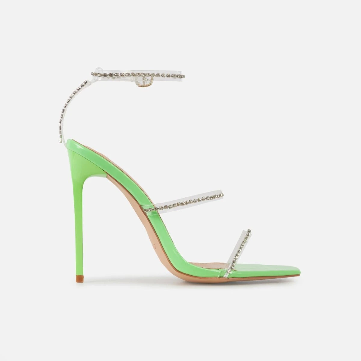 Emersyn Green Patent Clear Diamante High Heels - Image 2