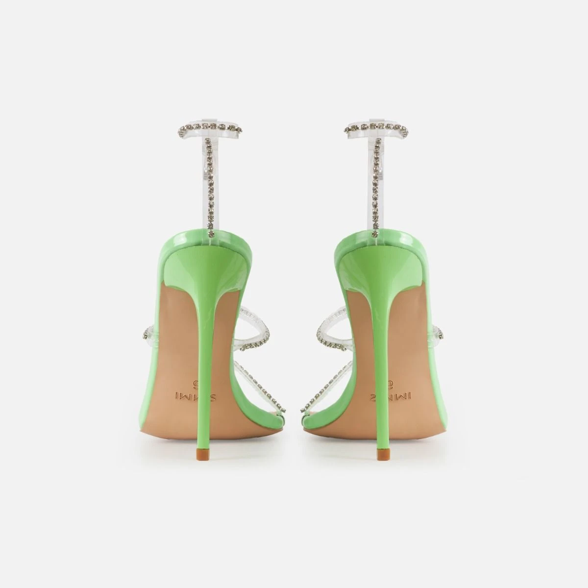 Emersyn Green Patent Clear Diamante High Heels - Image 3