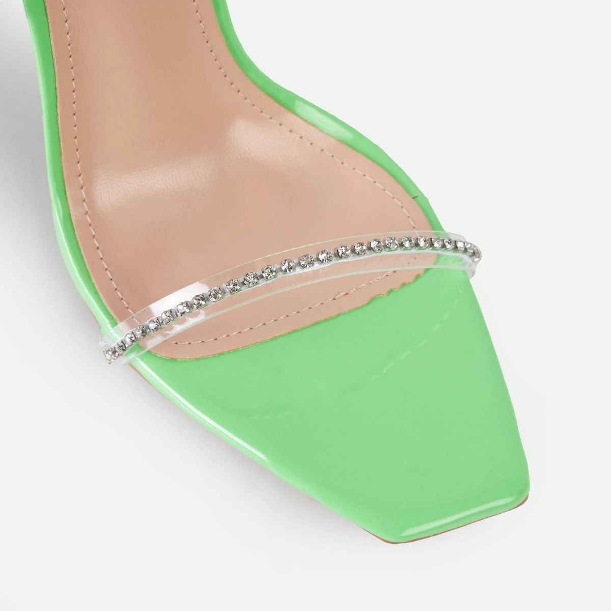 Emersyn Green Patent Clear Diamante High Heels - Image 4