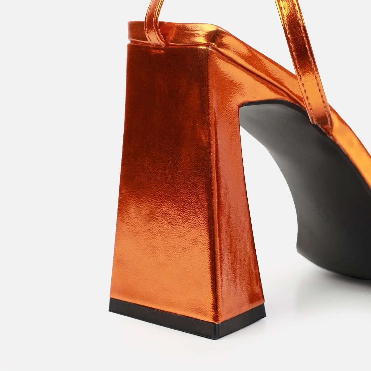 Nydia Orange Metallic Lace Up Block Heels - Image 2