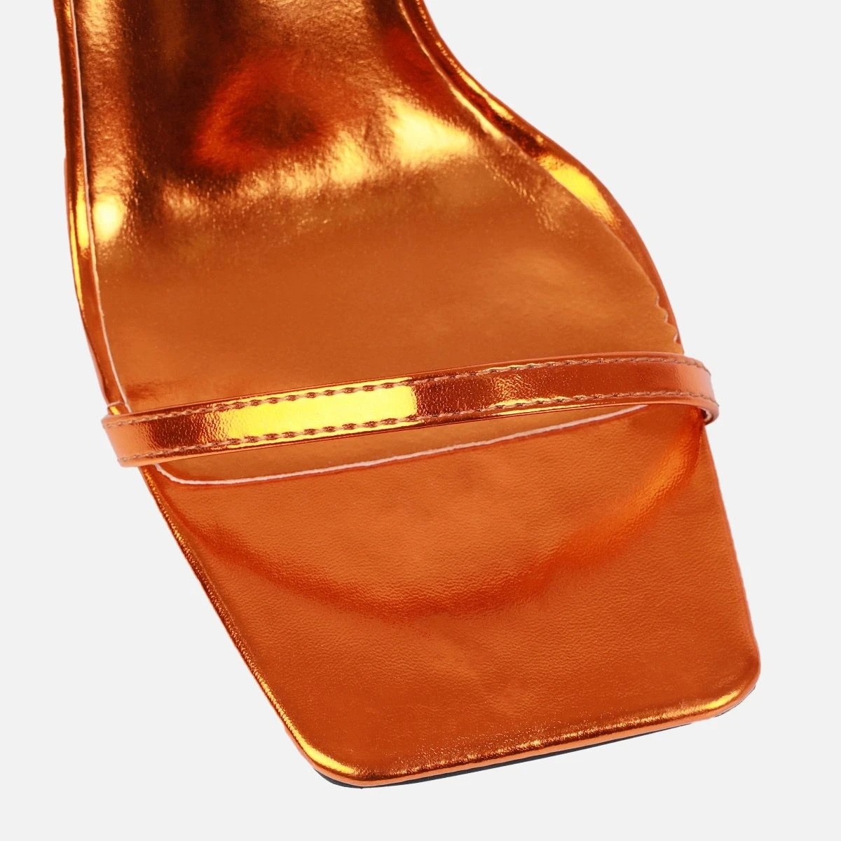 Nydia Orange Metallic Lace Up Block Heels - Image 3