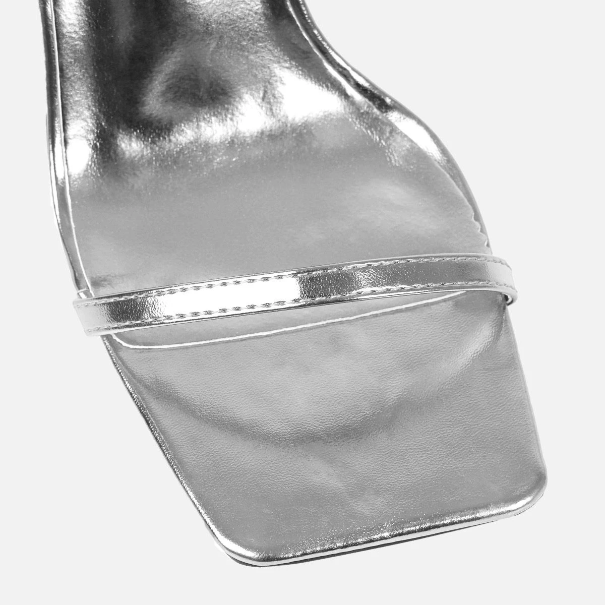 Nydia Silver Mirror Lace Up Block Heels - Image 3