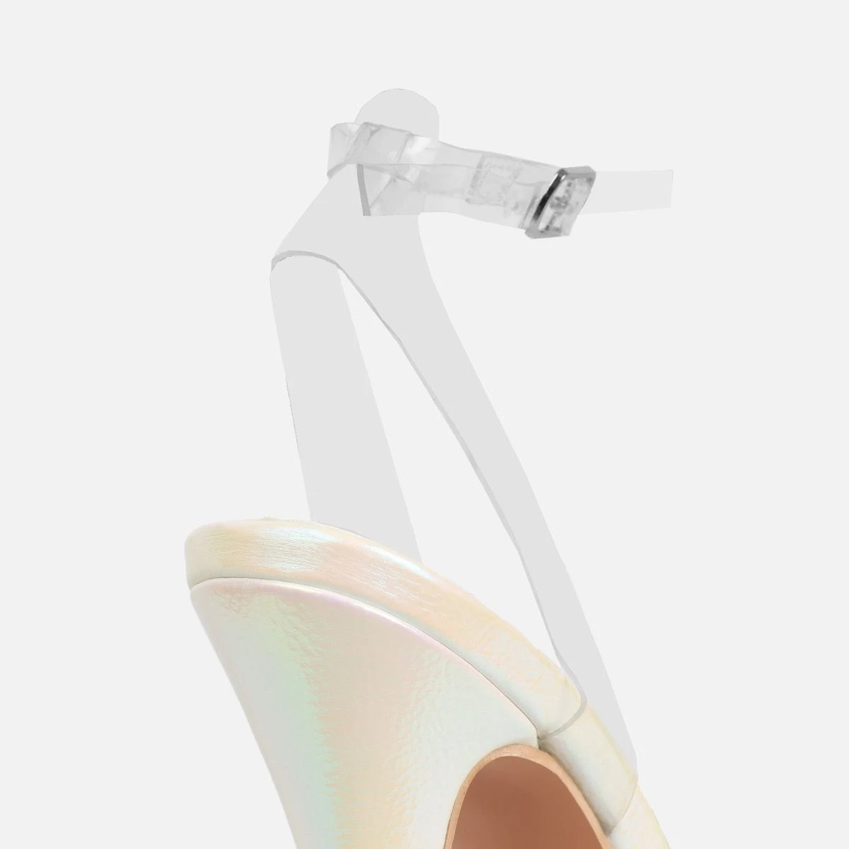 Angelique White Shimmer Diamante Bow Stiletto Platform Heels - Image 3