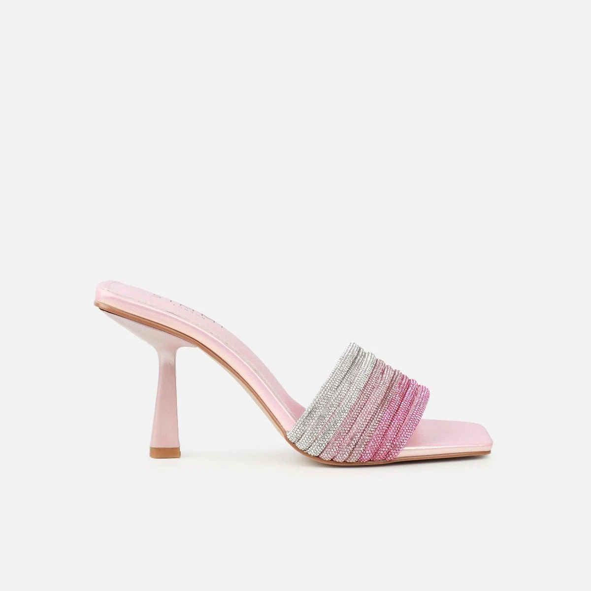 Paisley Pink Ombre Diamante Strappy Mid Heel Mules - Image 2