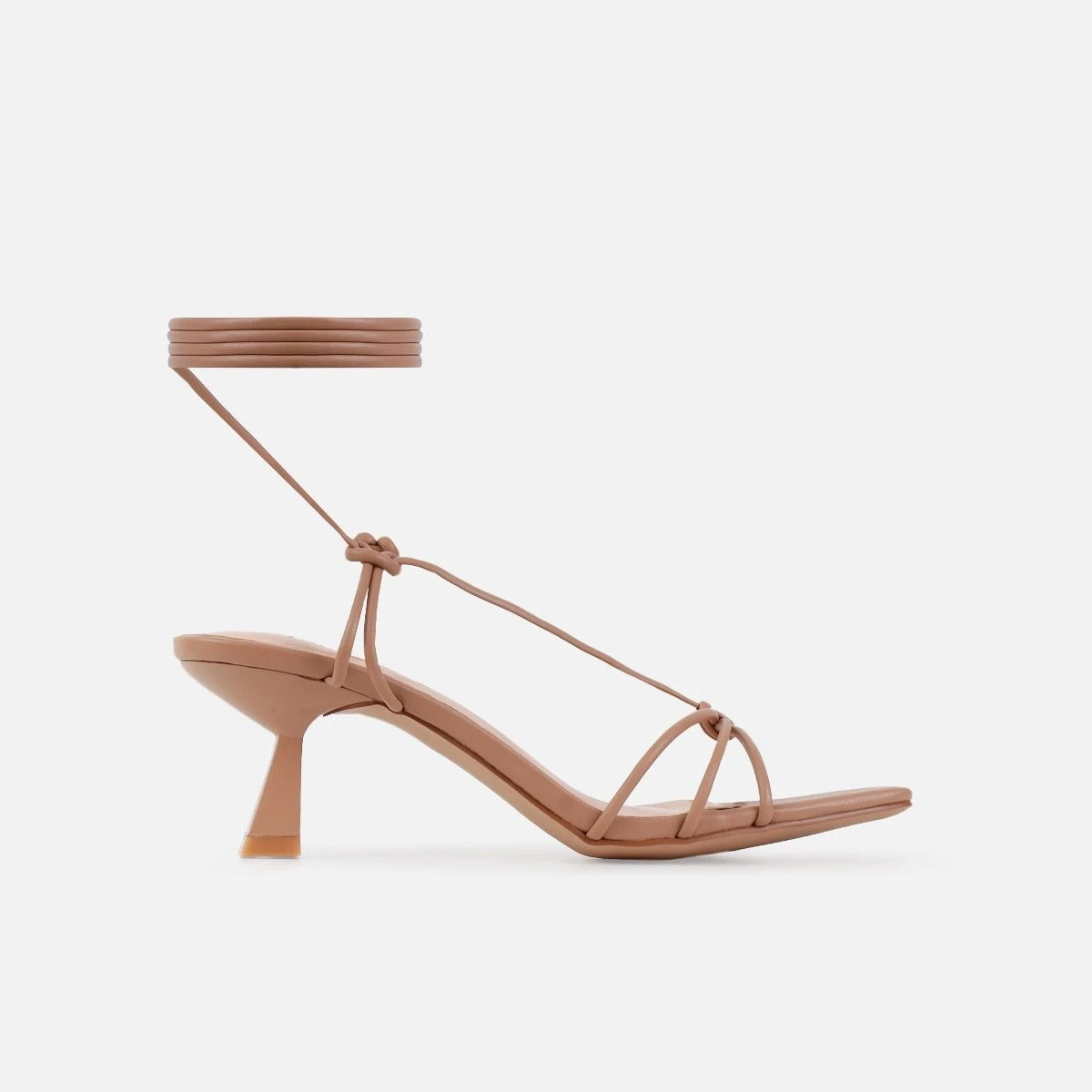 Paola Nude Lace Up Mid Heels - Image 2