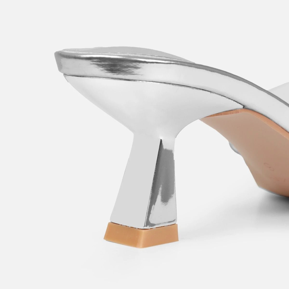 Peony Silver Mirror Mid Heel Mules - Image 3