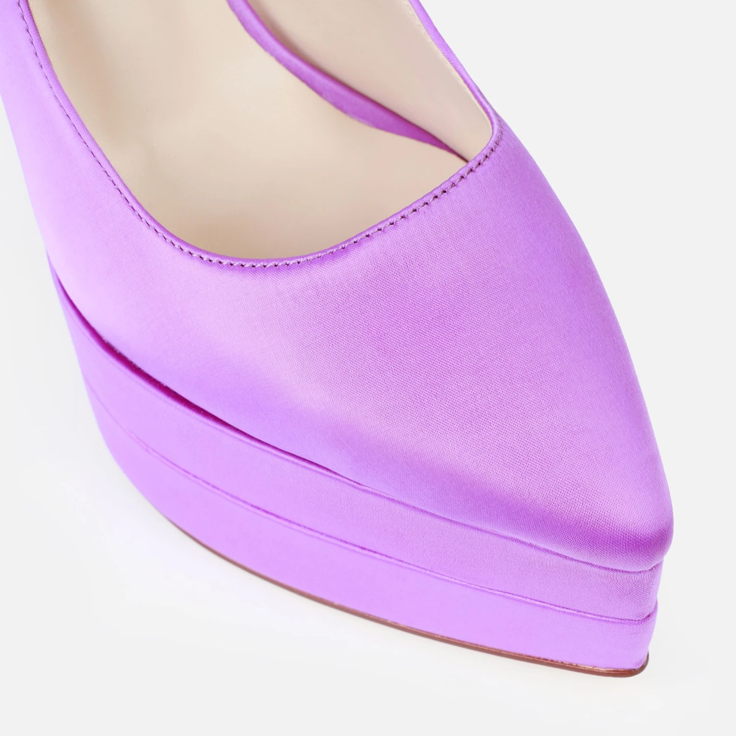Edina Purple Satin Diamante Platform Stiletto Heels - Image 4