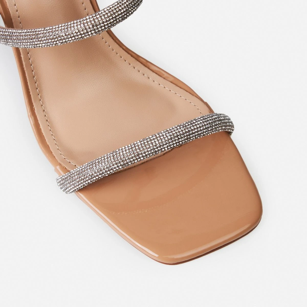 Peruvian Nude Diamante Strappy Block Mules - Image 3