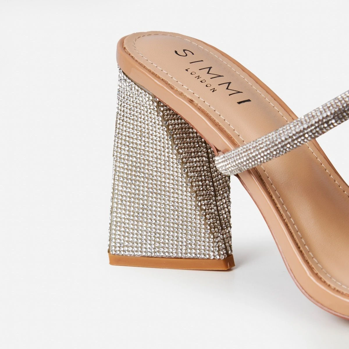 Peruvian Nude Diamante Strappy Block Mules - Image 4