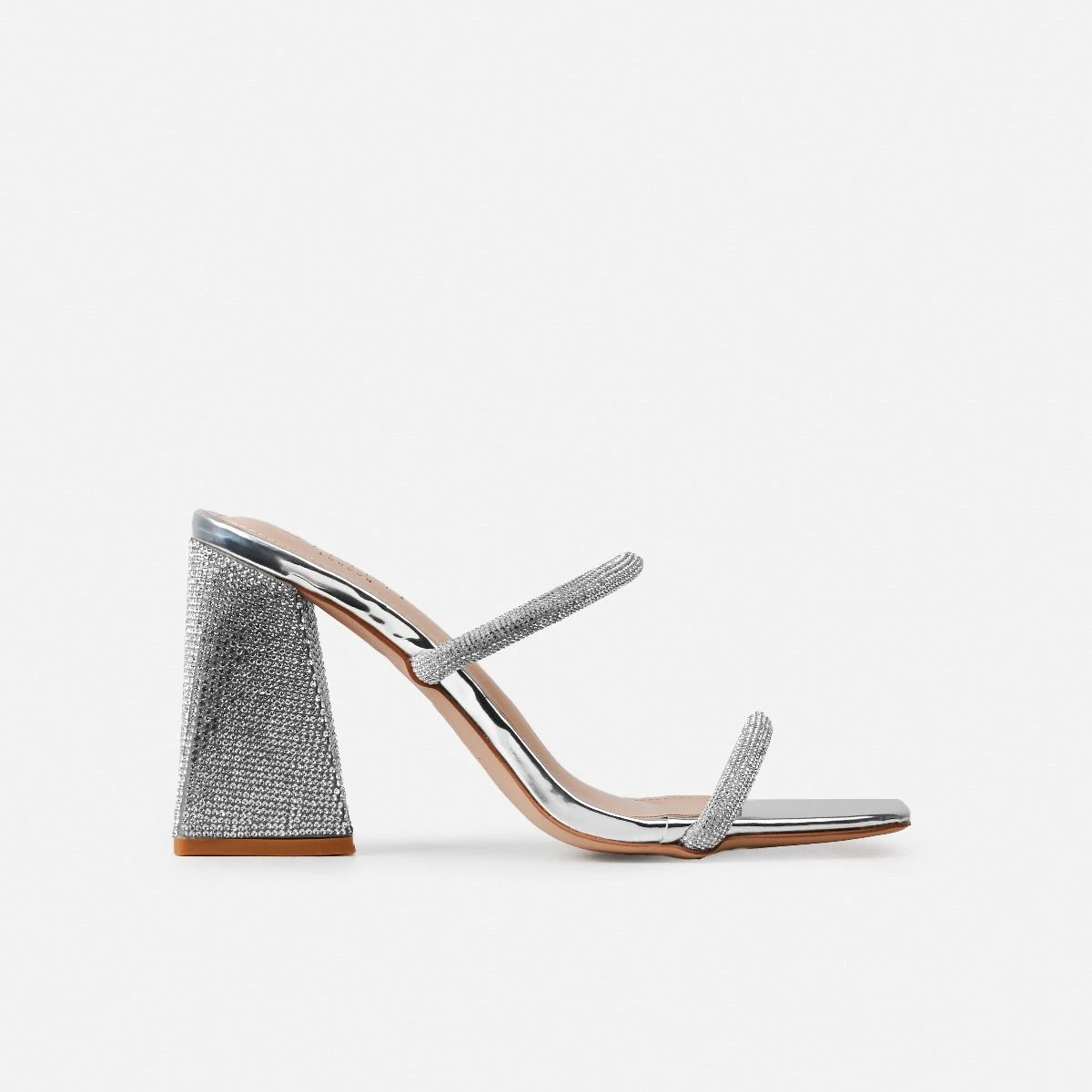 Peruvian Silver Diamante Strappy Block Mules - Image 2