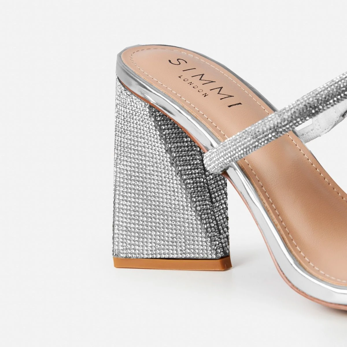 Peruvian Silver Diamante Strappy Block Mules - Image 4