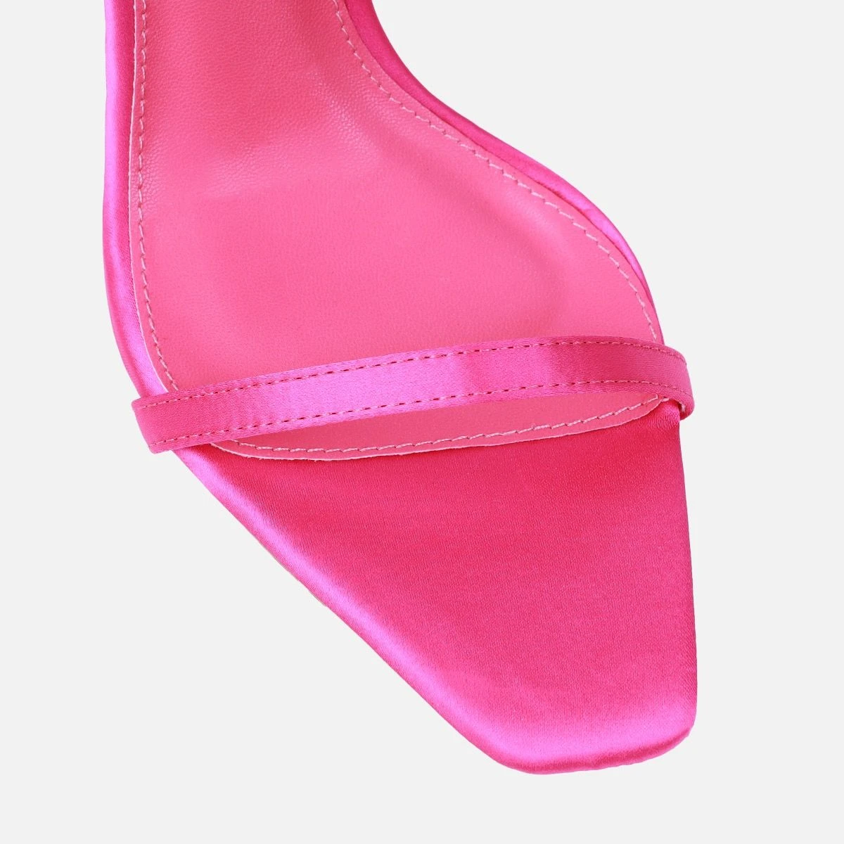 Plume Pink Satin Clear Fluffy Bow Heels - Image 3