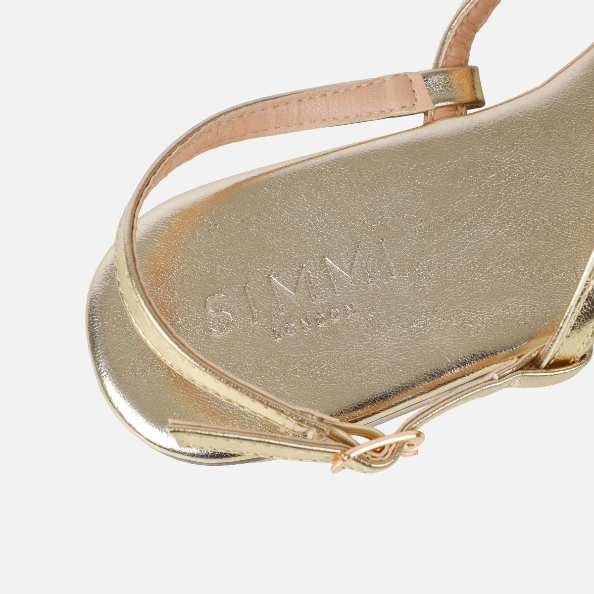 Praire Gold Diamante Toe Thong Flat Sandals - Image 3