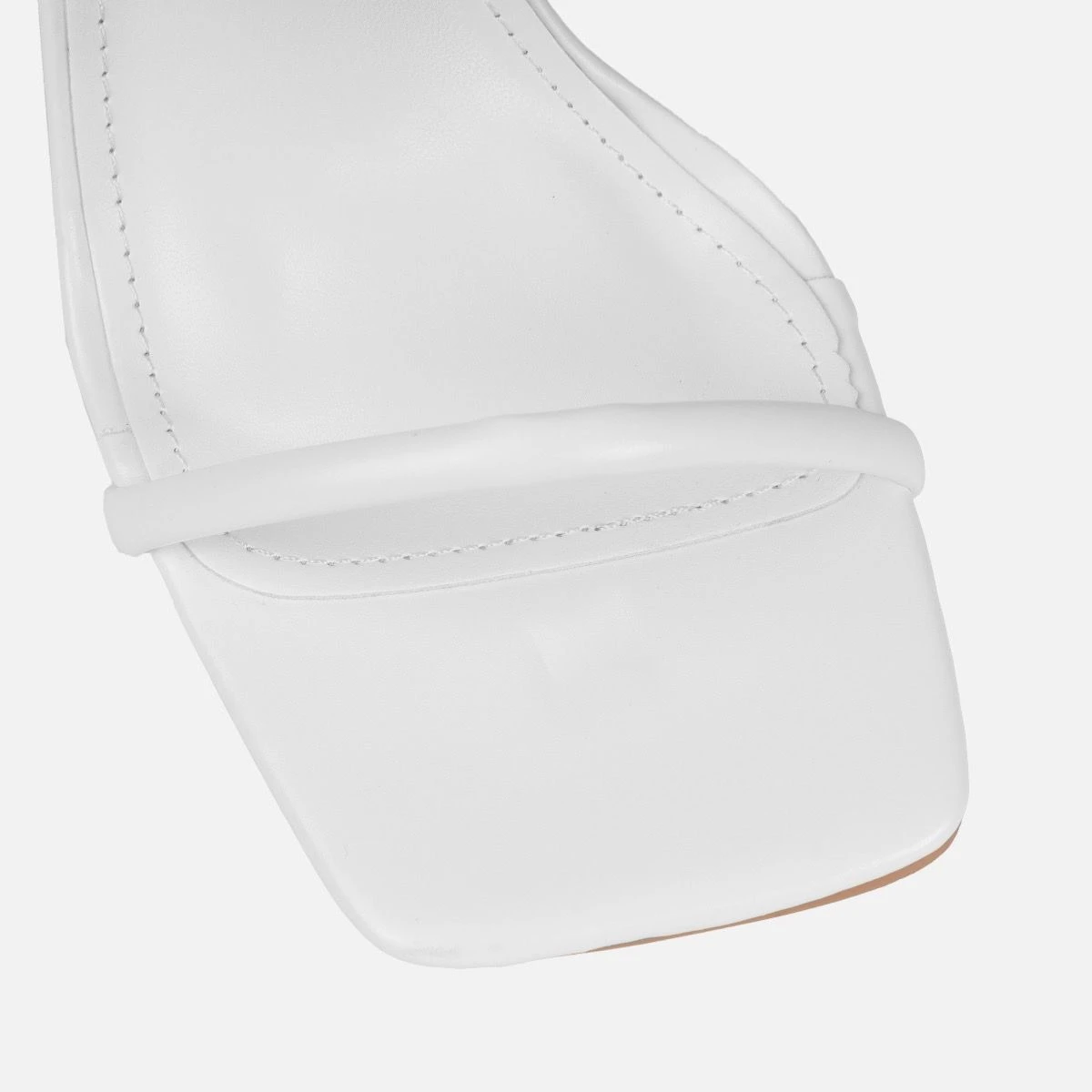 Pretti White Strappy Square Toe Diamante Heels - Image 4