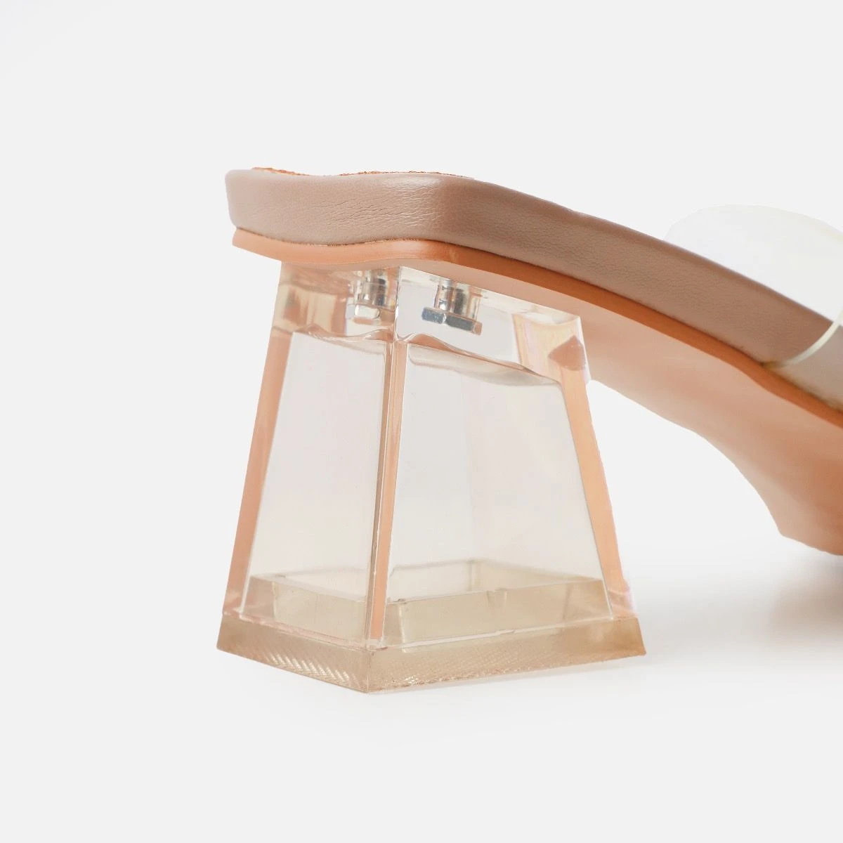 Priscilla Wide Fit Nude Clear Low Block Heels - Image 3
