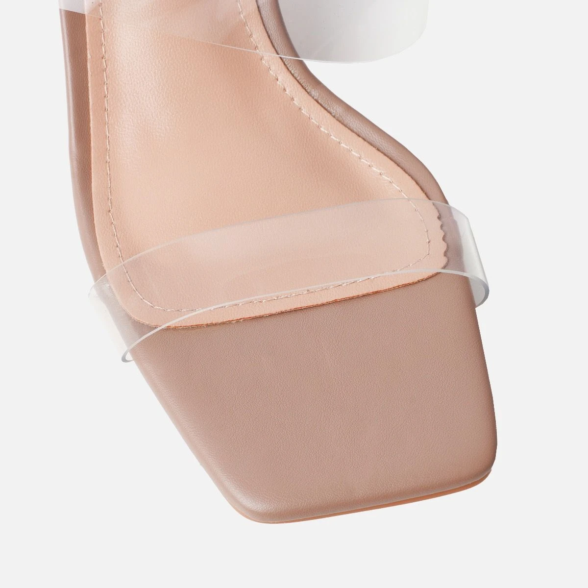 Priscilla Wide Fit Nude Clear Low Block Heels - Image 4