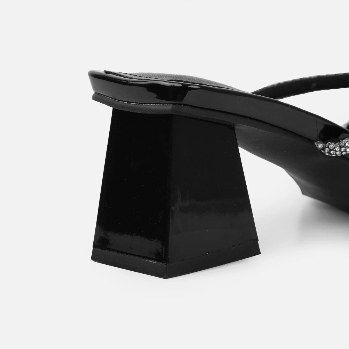 Hera Black Diamante Block Mid Heel Mules - Image 3