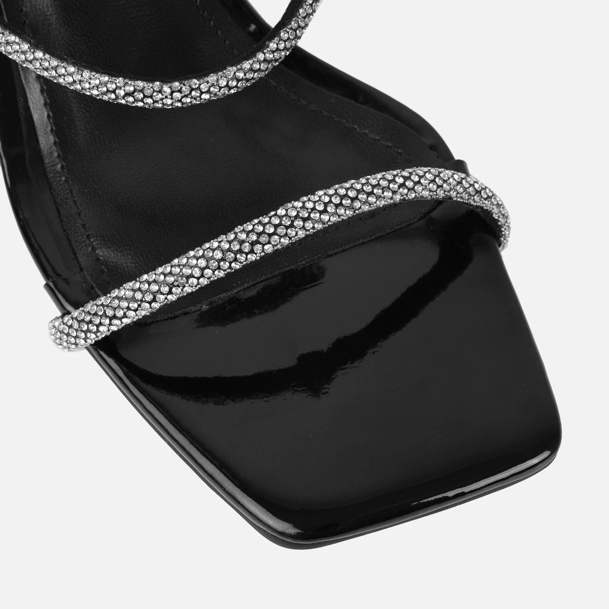 Hera Black Diamante Block Mid Heel Mules - Image 4