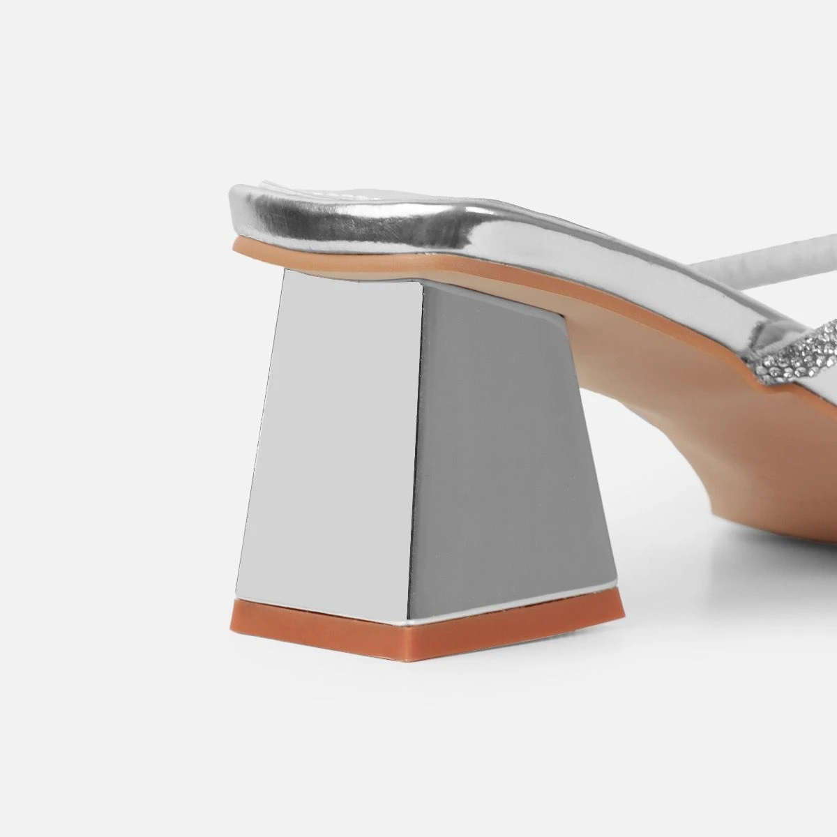 Hera Silver Diamante Block Mid Heel Mules - Image 3