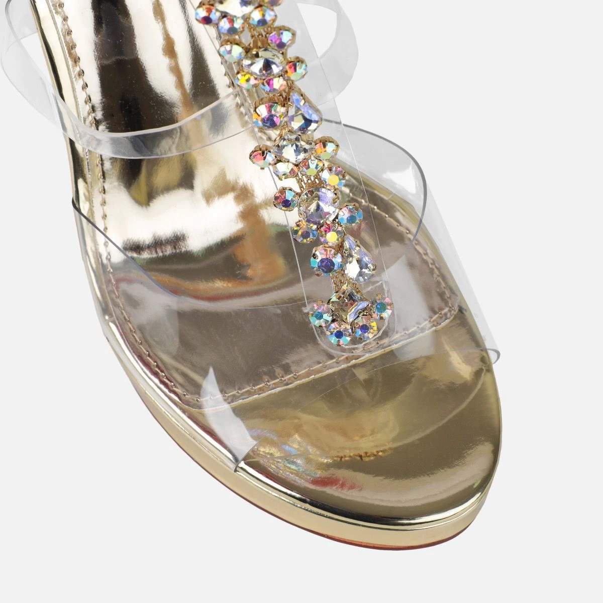 Esma Gold Clear Diamante Wedges - Image 4