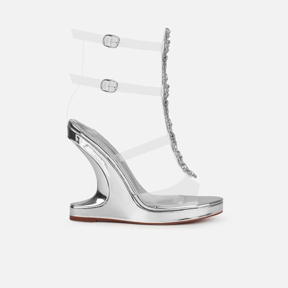 Esma Silver Clear Diamante Wedges - Image 2