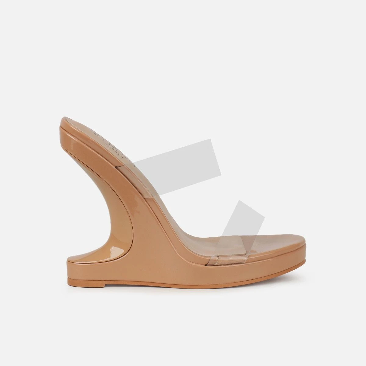 Prita Nude Clear Strappy Wedge Mules - Image 2