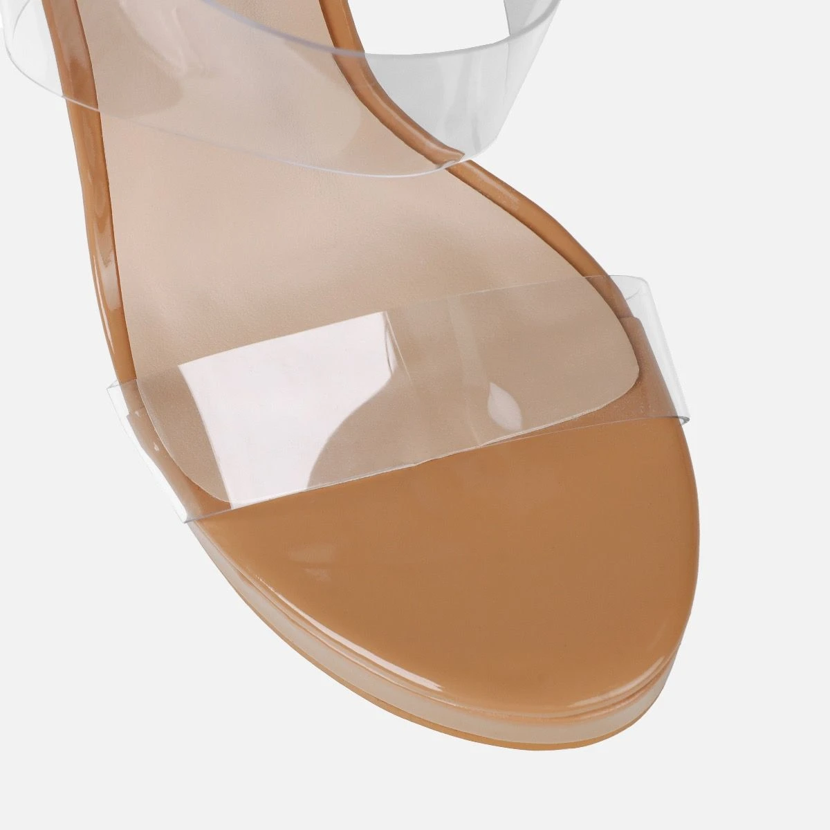 Prita Nude Clear Strappy Wedge Mules - Image 4
