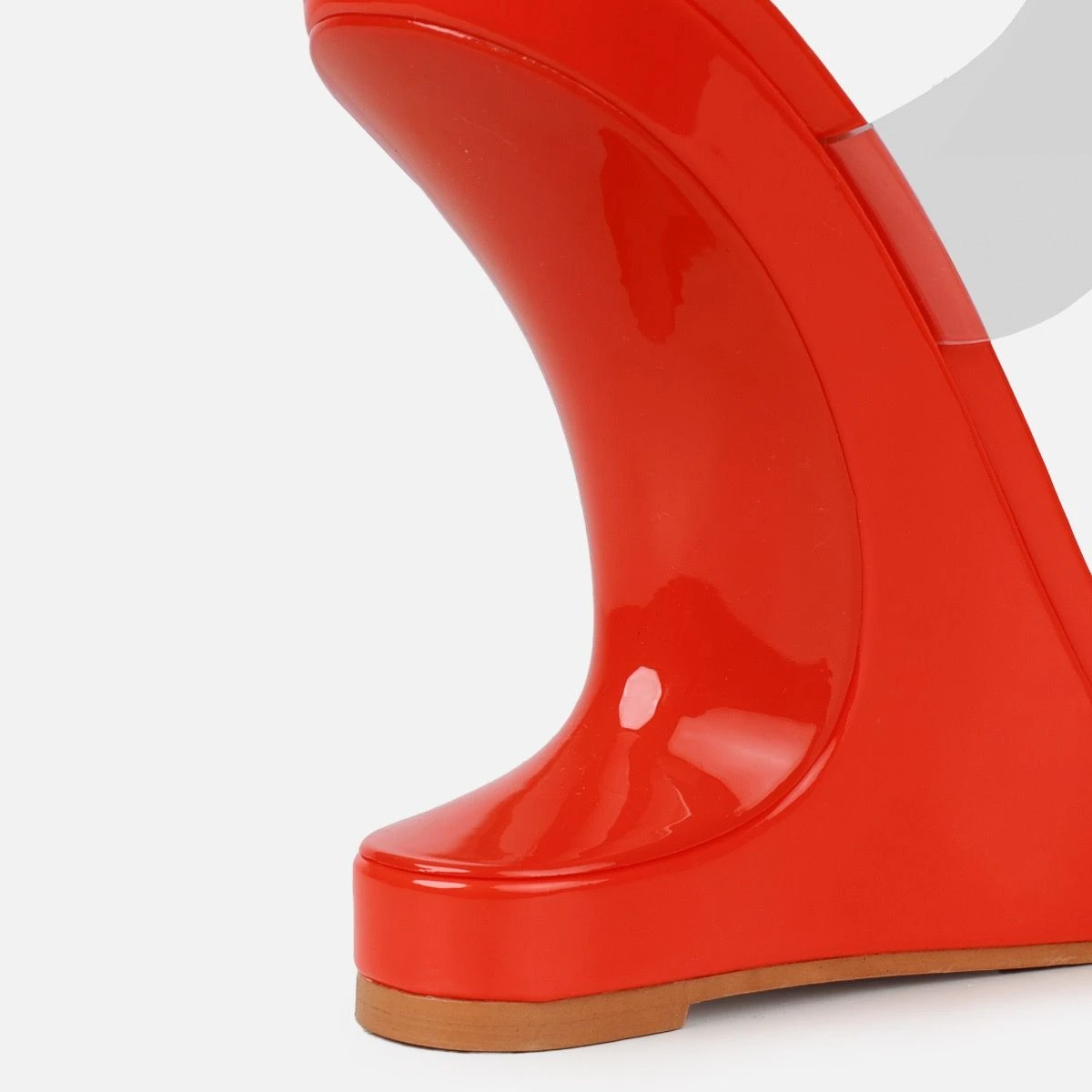 Prita Orange Clear Strappy Wedge Mules - Image 3