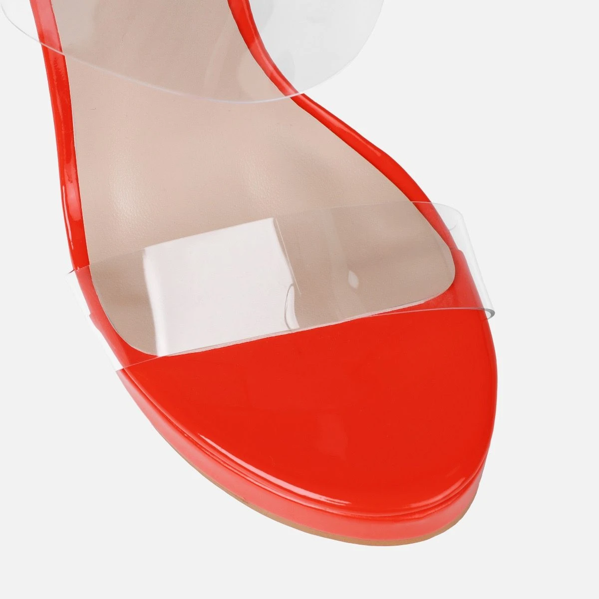 Prita Orange Clear Strappy Wedge Mules - Image 4