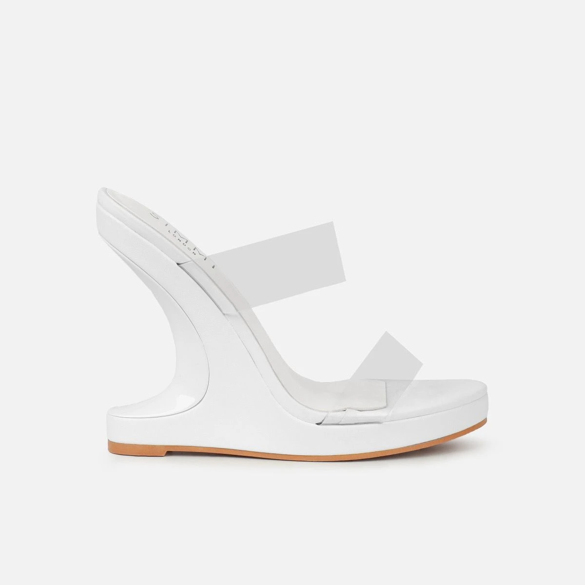 Prita White Clear Strappy Wedge Mules - Image 2