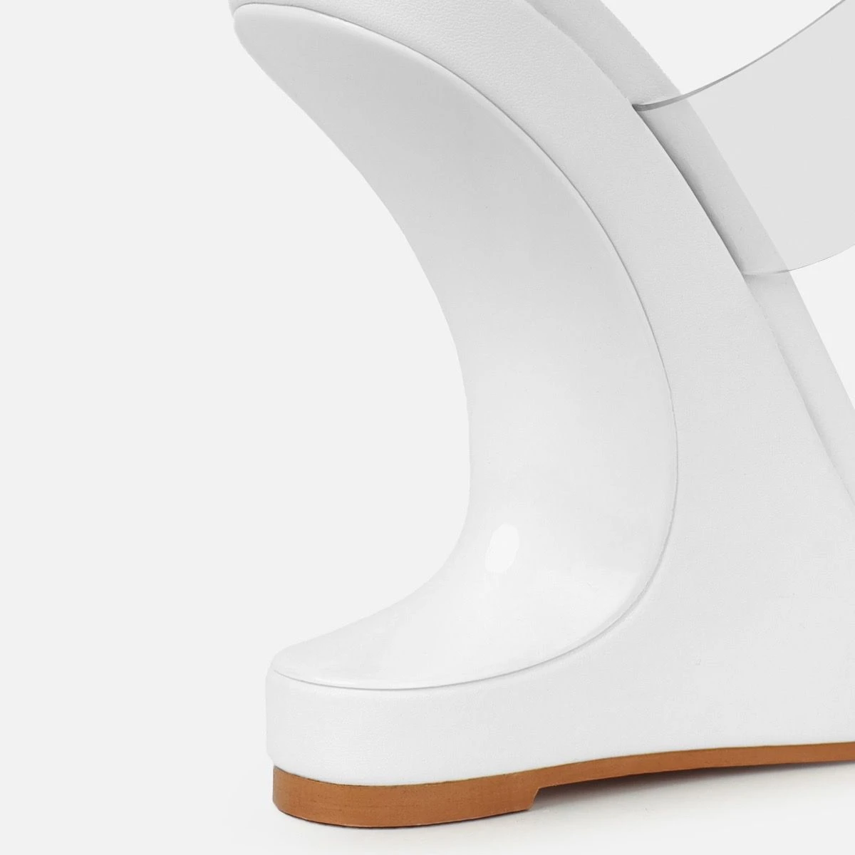 Prita White Clear Strappy Wedge Mules - Image 3
