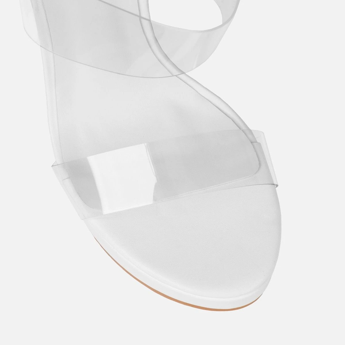 Prita White Clear Strappy Wedge Mules - Image 4