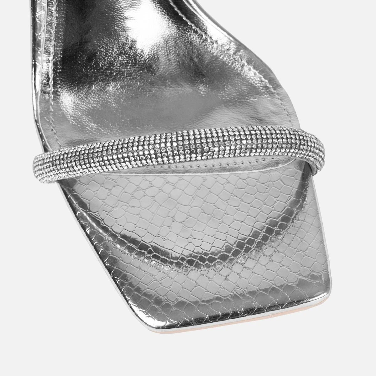 Rainbow Silver Faux Snake Print Diamante Heels - Image 4