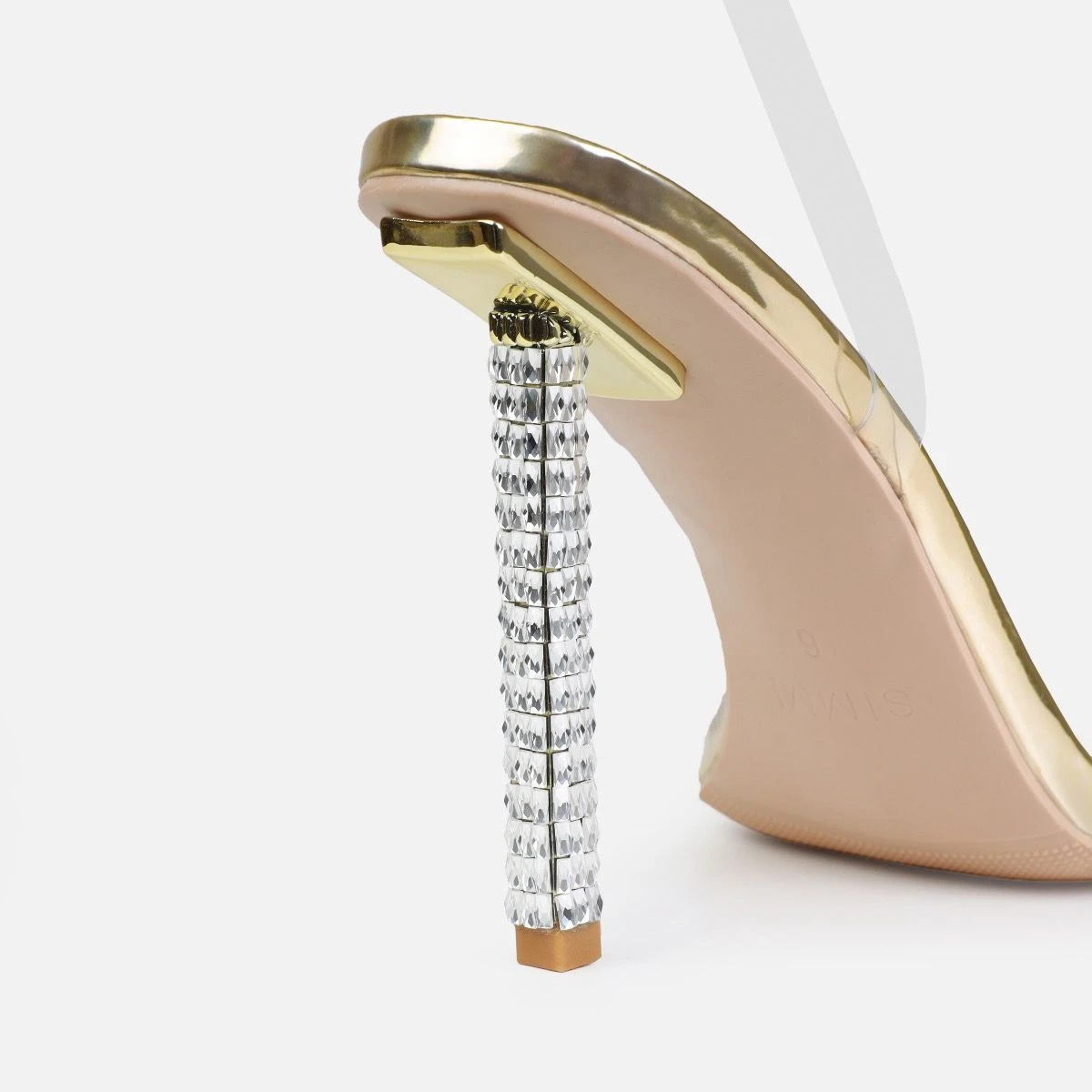 Suvi Gold Clear Gem Stiletto Heels - Image 3