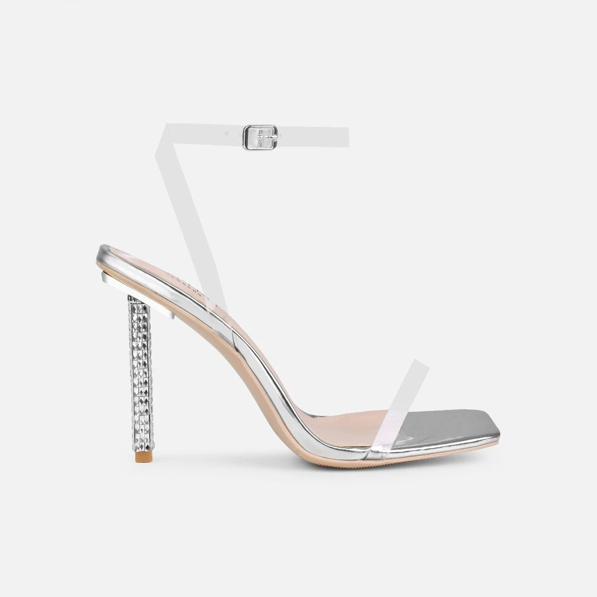 Suvi Silver Clear Gem Stiletto Heels - Image 2