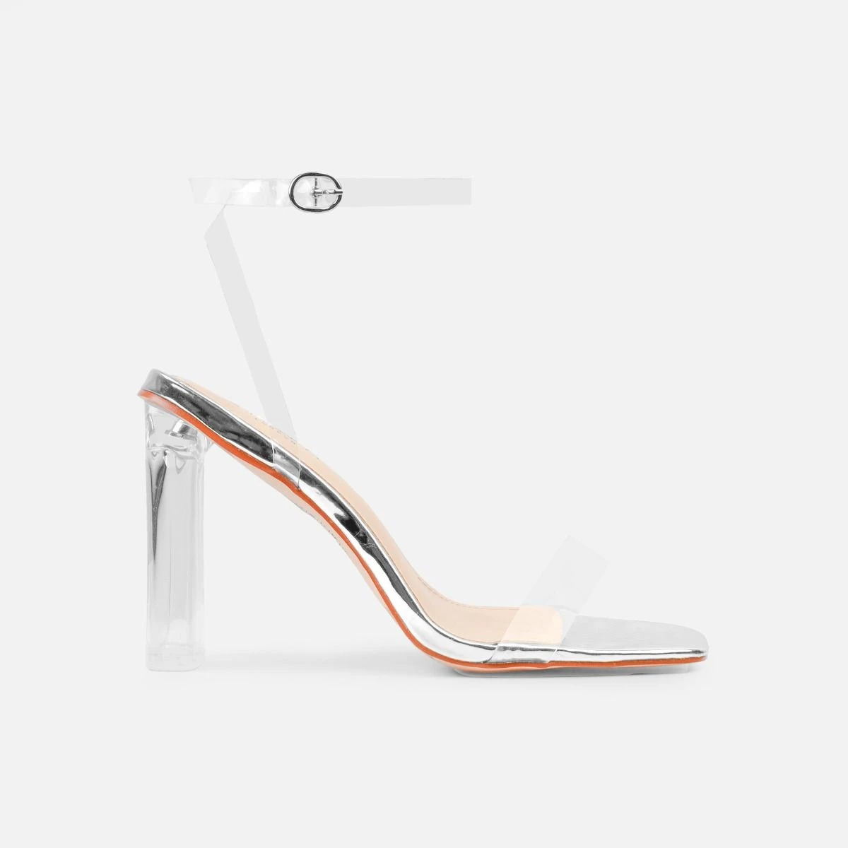 Rezi Clear Silver Metallic Block Heels - Image 2