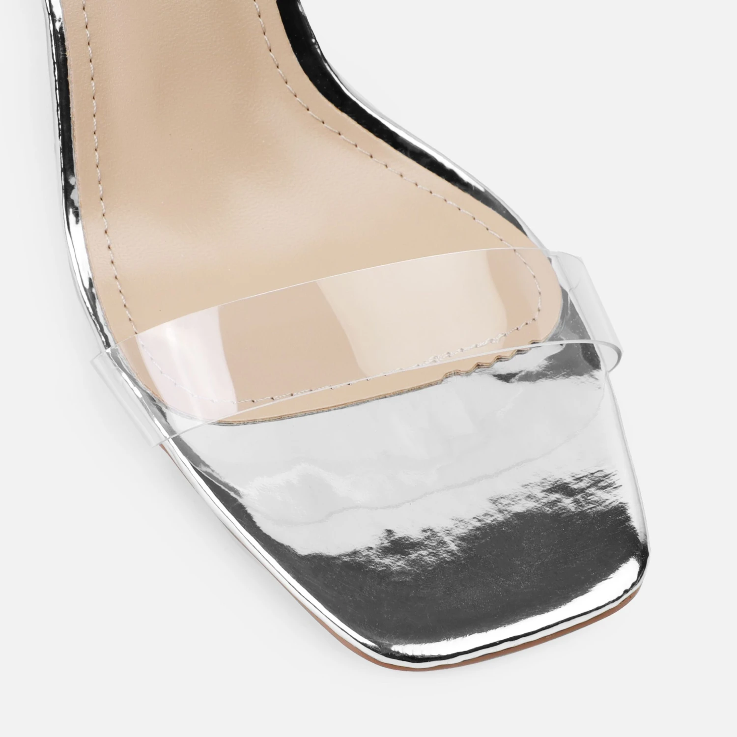 Rezi Clear Silver Metallic Block Heels - Image 4