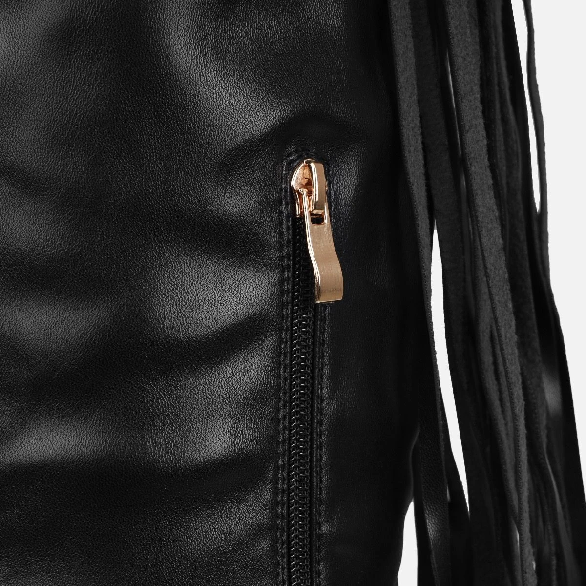 Gethin Black Fringe Studded Knee High Boots - Image 2