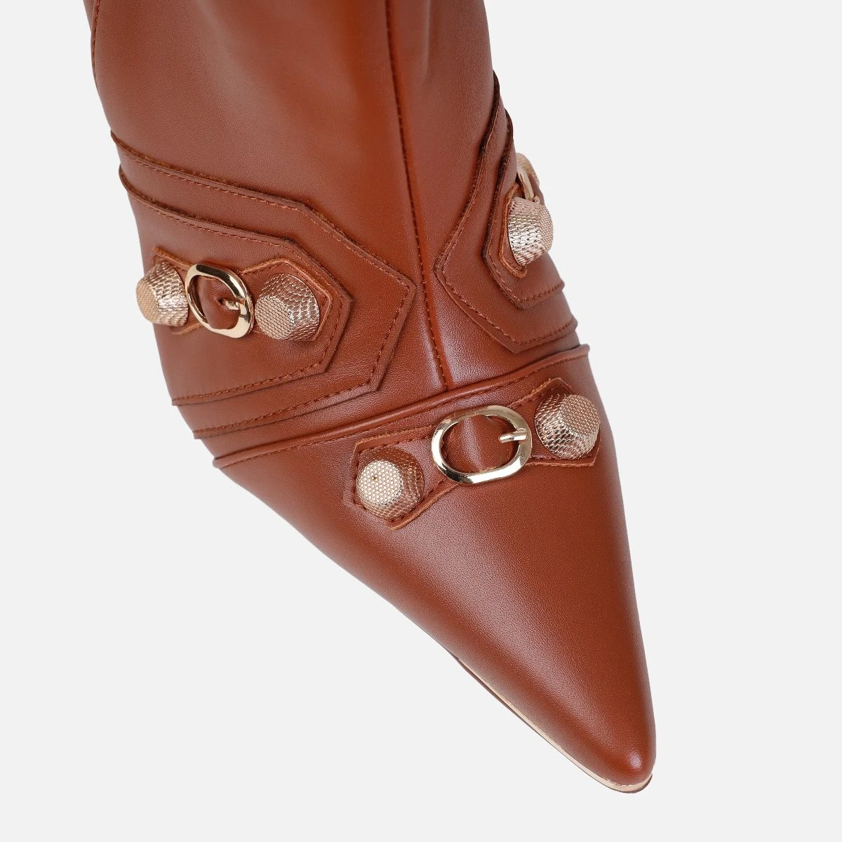 Gethin Tan Fringe Studded Knee High Boots - Image 3