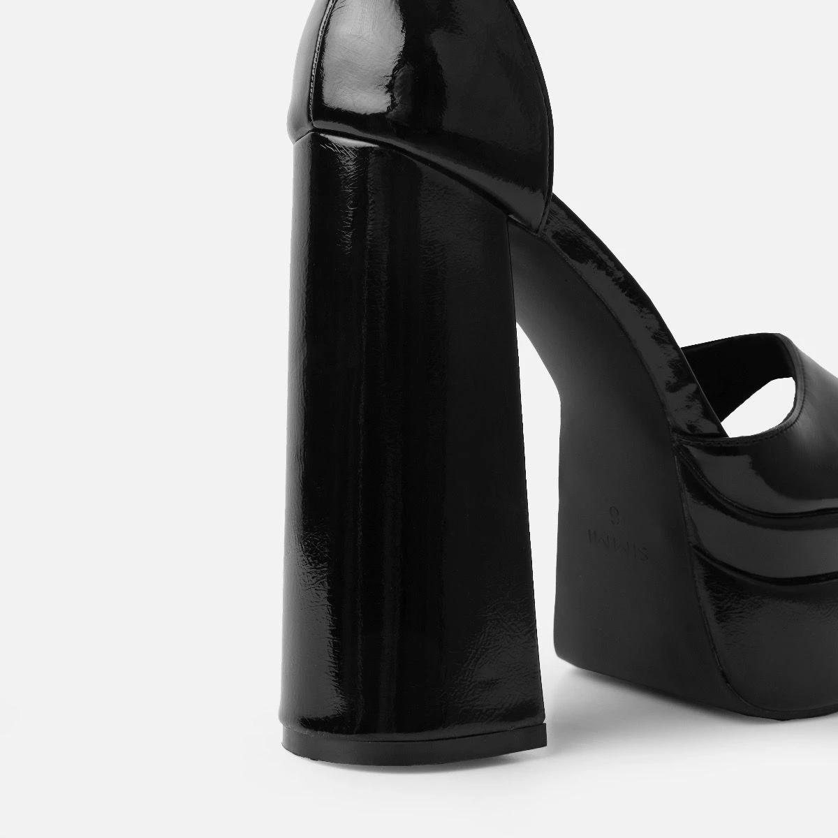 Eira Black Patent Double Platform Block Heels - Image 3