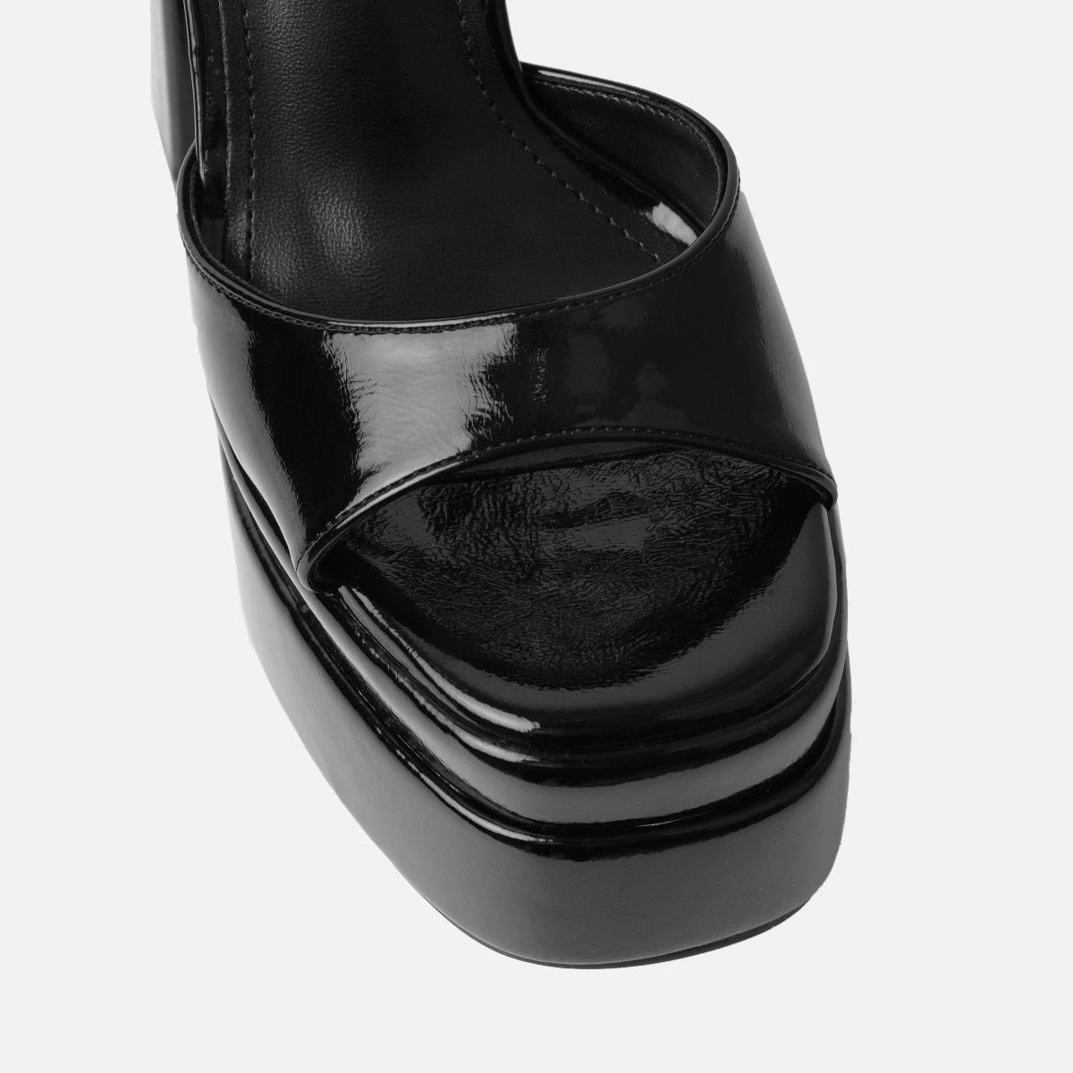 Eira Black Patent Double Platform Block Heels - Image 4