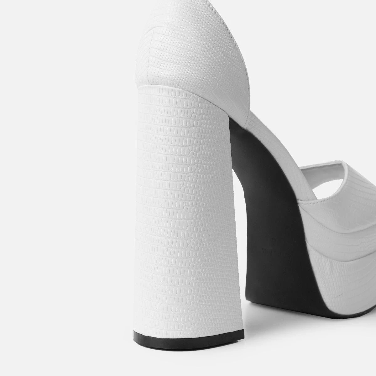 Eira White Faux Lizard Double Platform Block Heels - Image 3