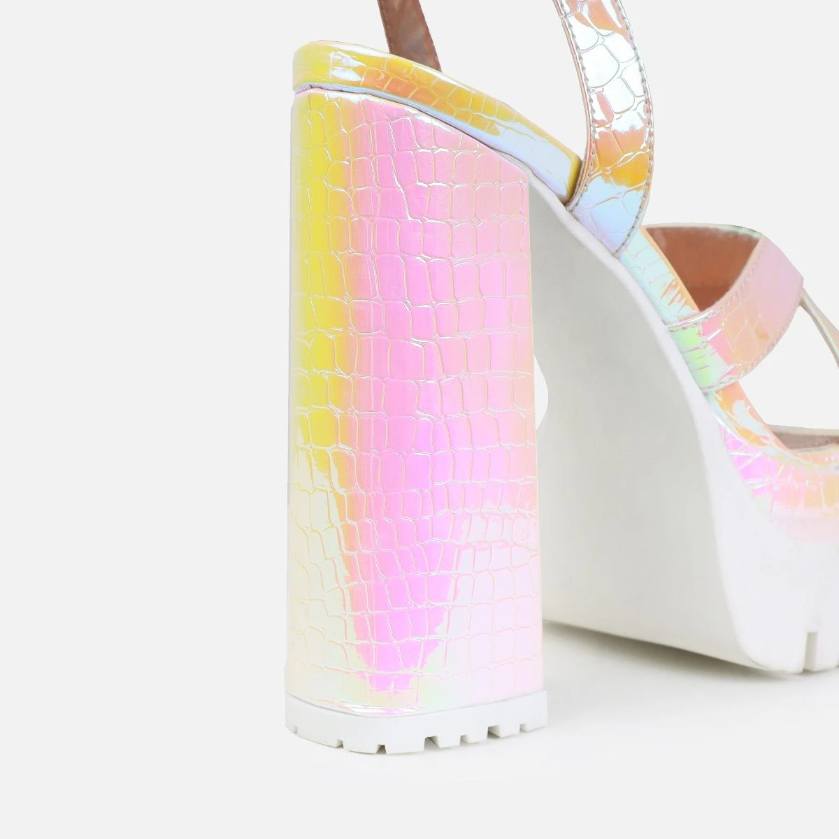 Roshan Iridescent Faux Snake Print Platform Block Heels - Image 3