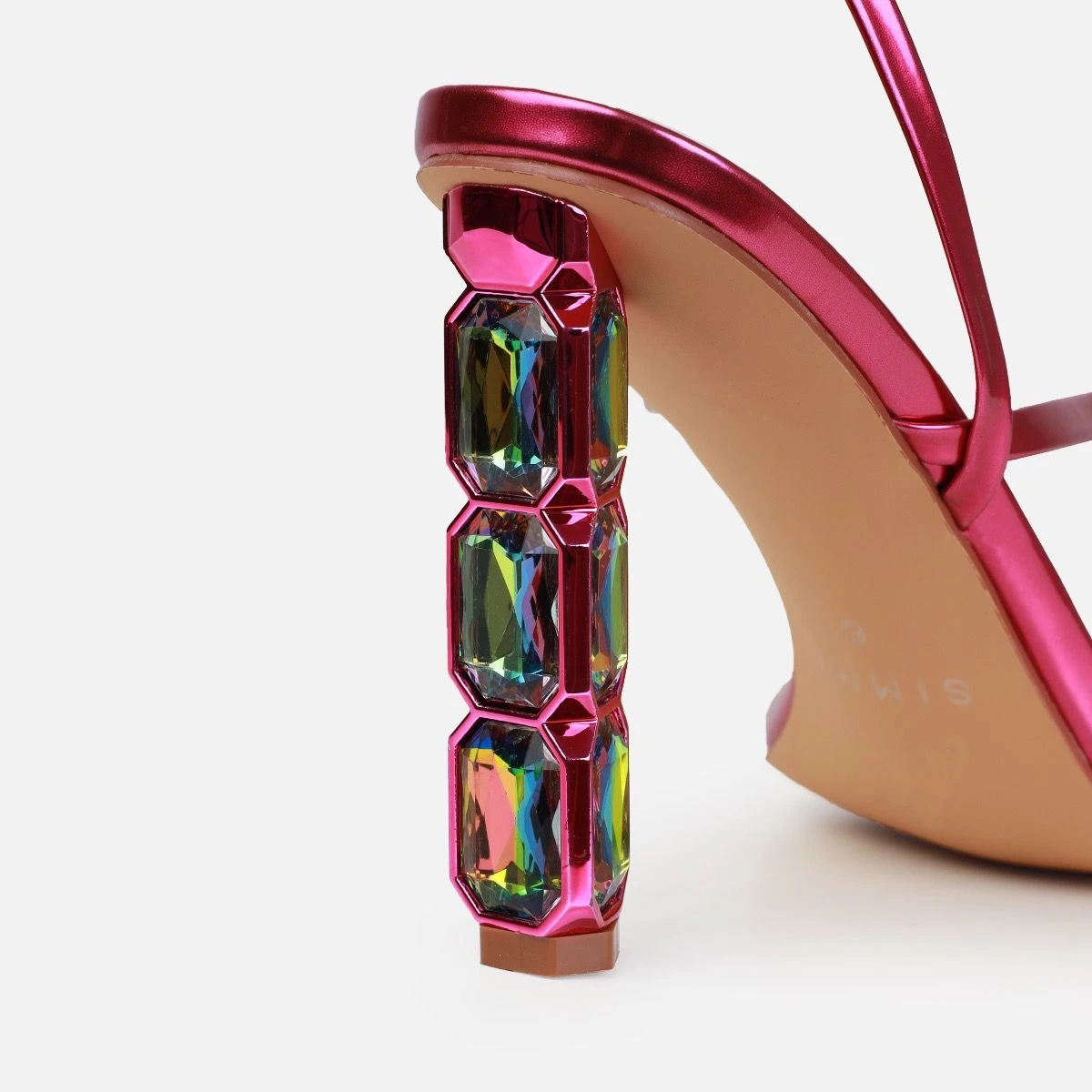 Roze Fuchsia Pink Metallic Gem Block Heels - Image 3