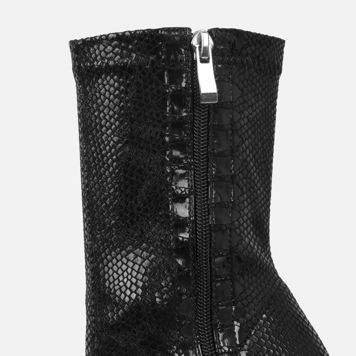 Ruman Black Faux Snake Print Platform Ankle Boots - Image 3
