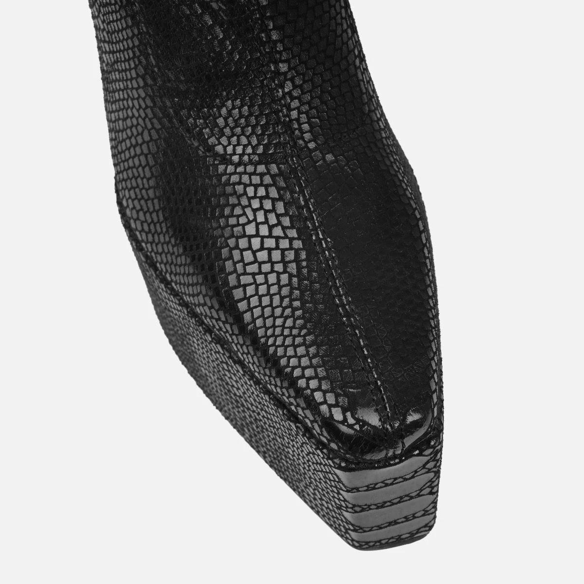Ruman Black Faux Snake Print Platform Ankle Boots - Image 4
