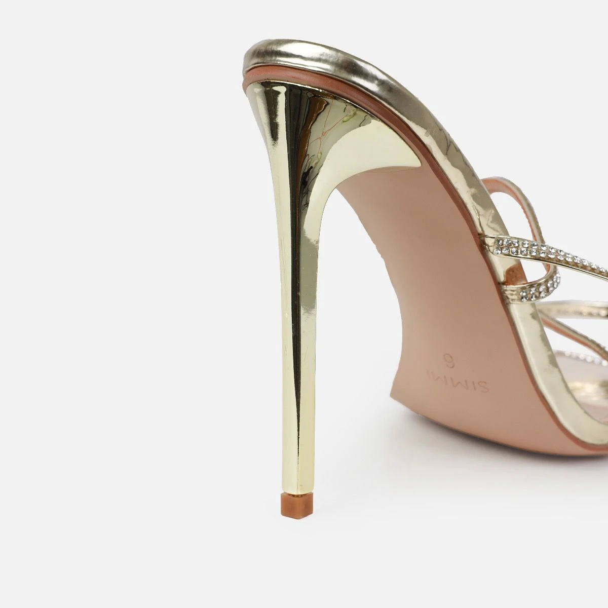 Ignite Light Gold Diamante Lace Up Stiletto Heels - Image 2