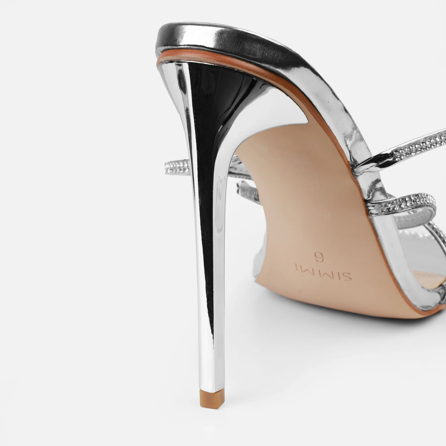 Ignite Silver Diamante Lace Up Stiletto Heels - Image 3