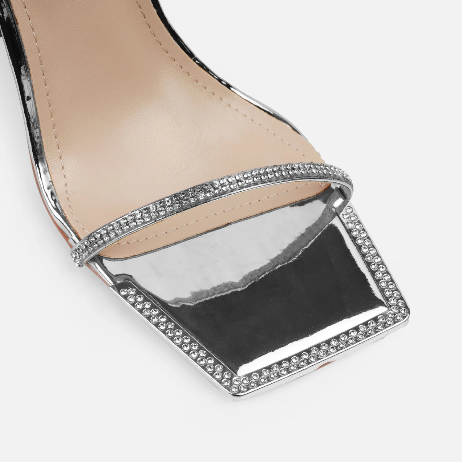 Ignite Silver Diamante Lace Up Stiletto Heels - Image 4