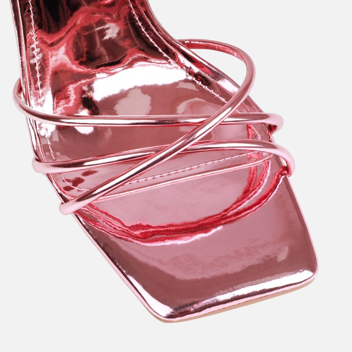 Heiti Pink Patent Diamante Heart Lace Up Heels - Image 4